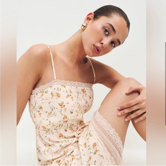 Reformation Dresses & Skirts - NWOT Reformation Cream Floral Linen Dress Size 4